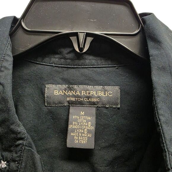 Banana Republic Black Stretch Classic Button Down Shirt Short Sleeve M - Picture 3 of 3